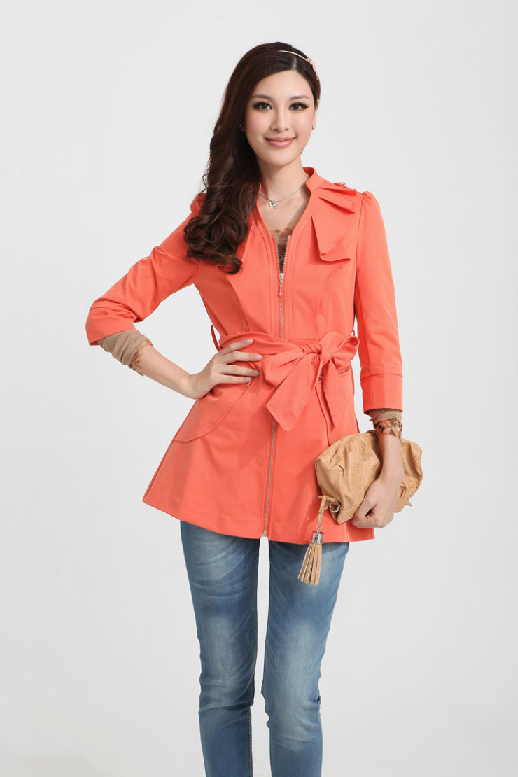 三彩品质女装 2012专柜同步款秋装 中长风衣S