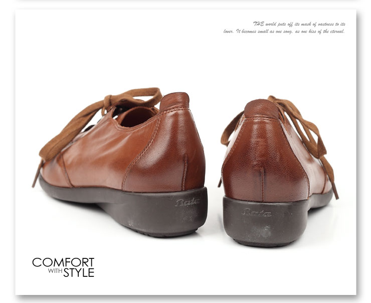 Bata\/拔佳秋棕色油蜡羊皮女鞋AQQ20D 棕色 3