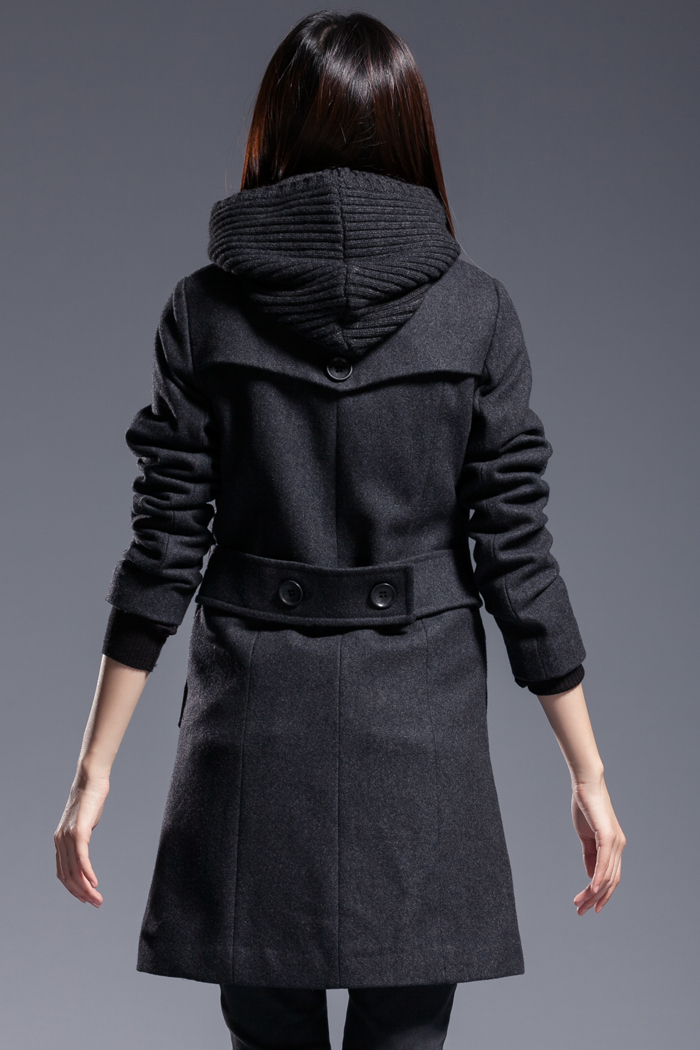 圣迪奥 sdeer 女装冬装 拼接长短拉链呢大衣24