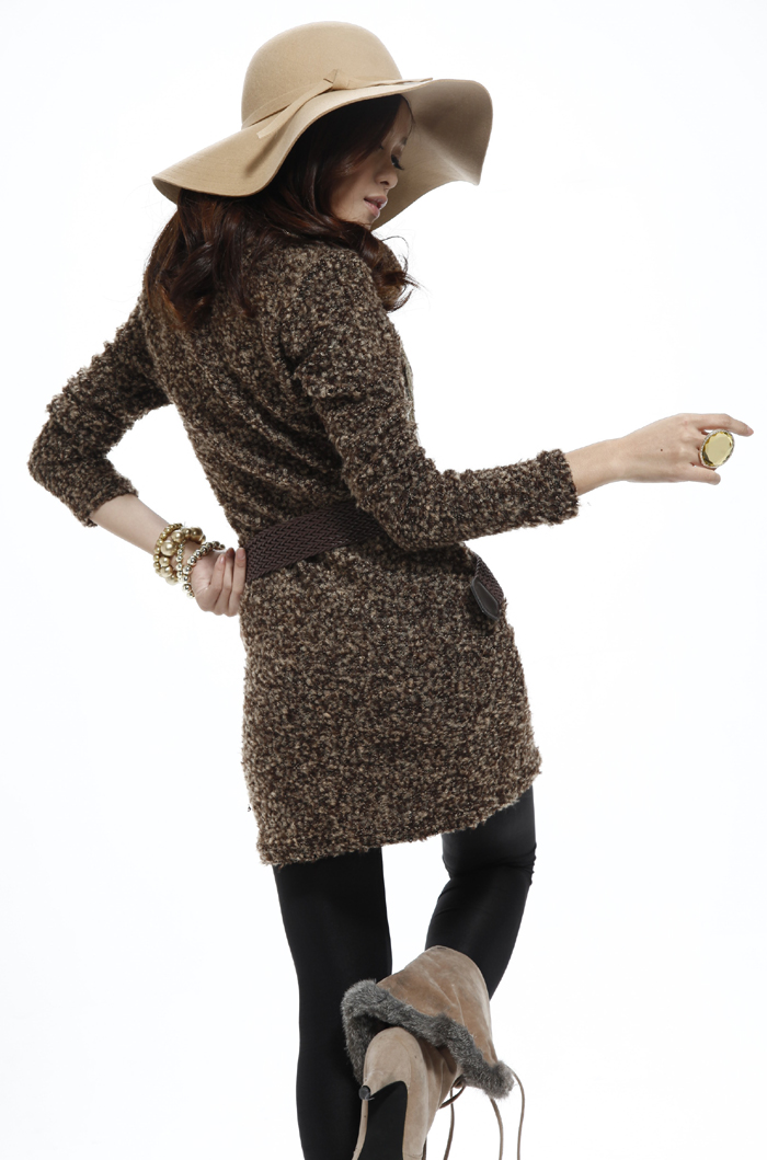 2012新款韩版女式毛衣外套长款宽松修身羊毛