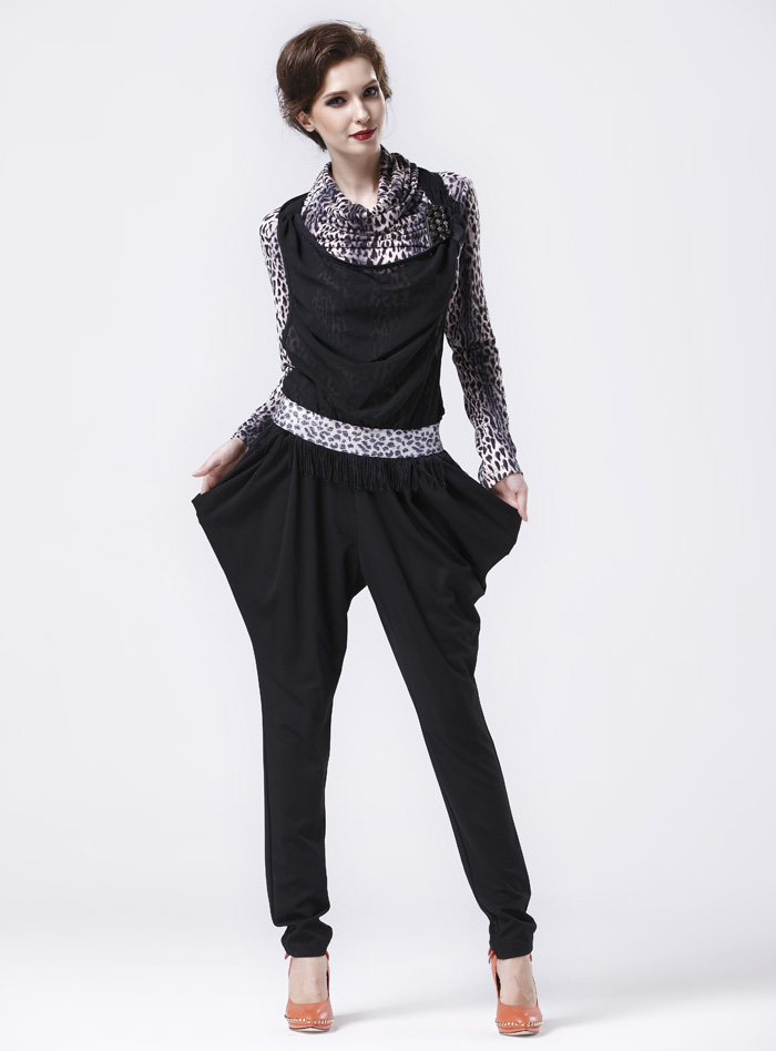 五丁目衣舍2012秋冬新款堆堆领哈伦连体裤+打