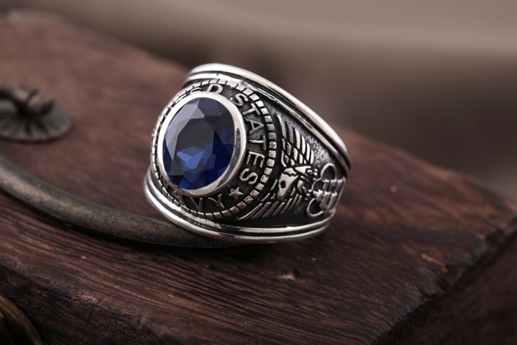 纯石坊 泰银 925纯银戒指男士 碟中碟4戒指泰银