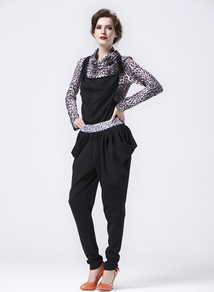 五丁目衣舍2012秋冬新款堆堆领哈伦连体裤+打