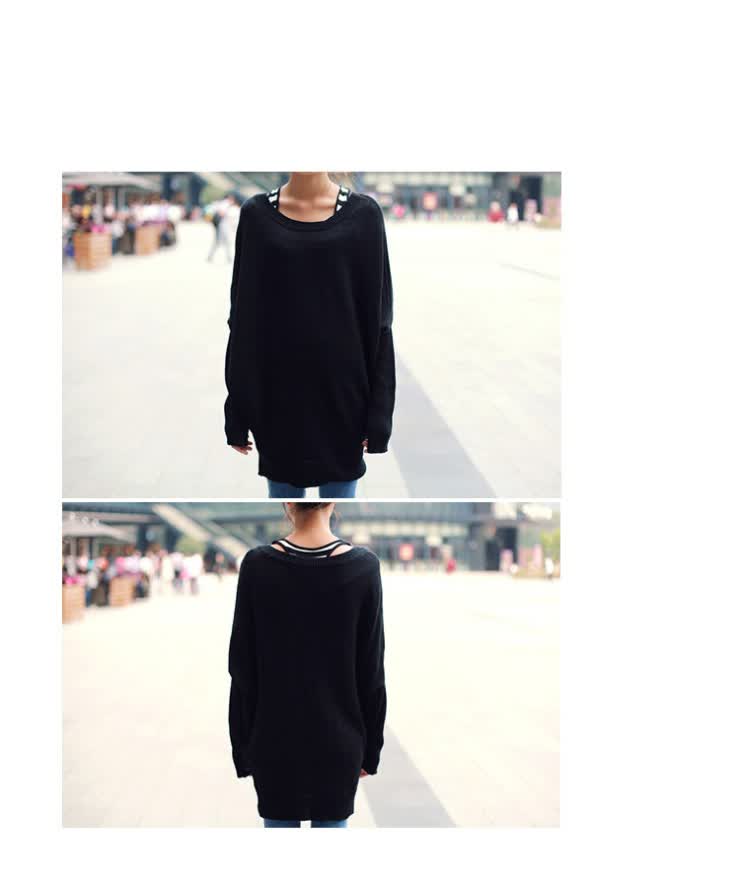 俊<em>尚美</em> 中<em>长款毛衣</em>秋装外套 蝙蝠袖长袖套头针