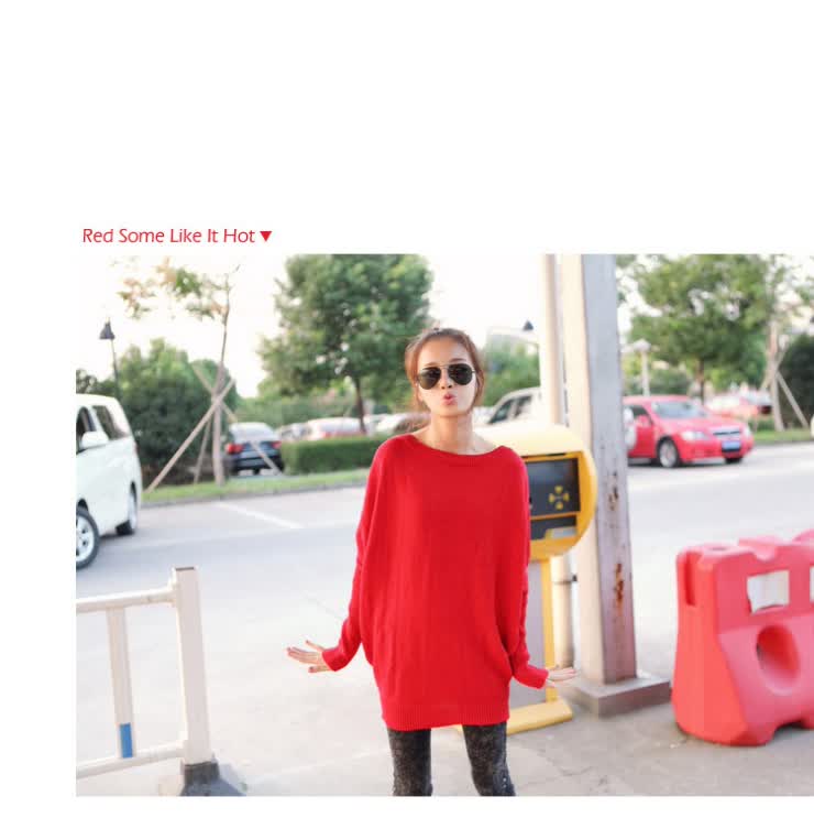 俊<em>尚美</em> 中<em>长款毛衣</em>秋装外套 蝙蝠袖长袖套头针