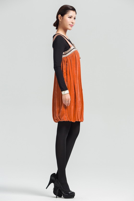 COCOON 可可尼 大牌百搭保暖连衣裙子 桔红