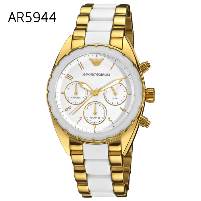 阿玛尼手表新款塑钢三眼精致女士腕表AR594