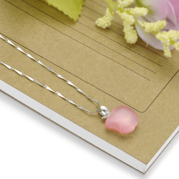 衡润 粉红苹果 925纯银项链 女 猫眼石 平安果吊