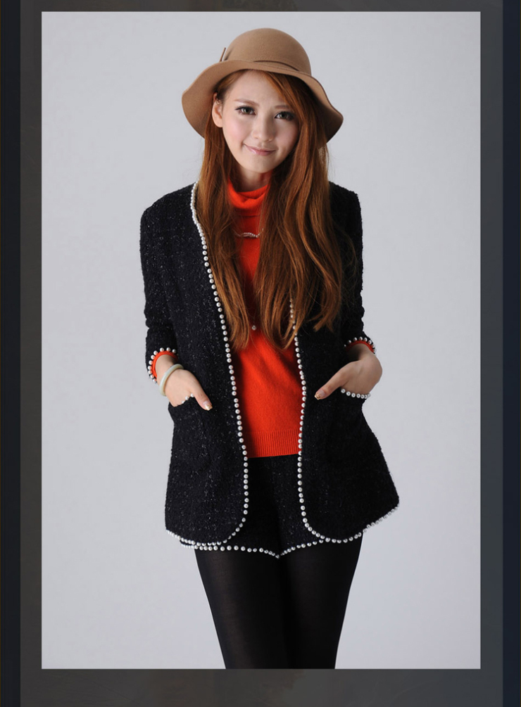 LISALISA 12秋冬新款 香奈儿款钉珠 要毛呢大