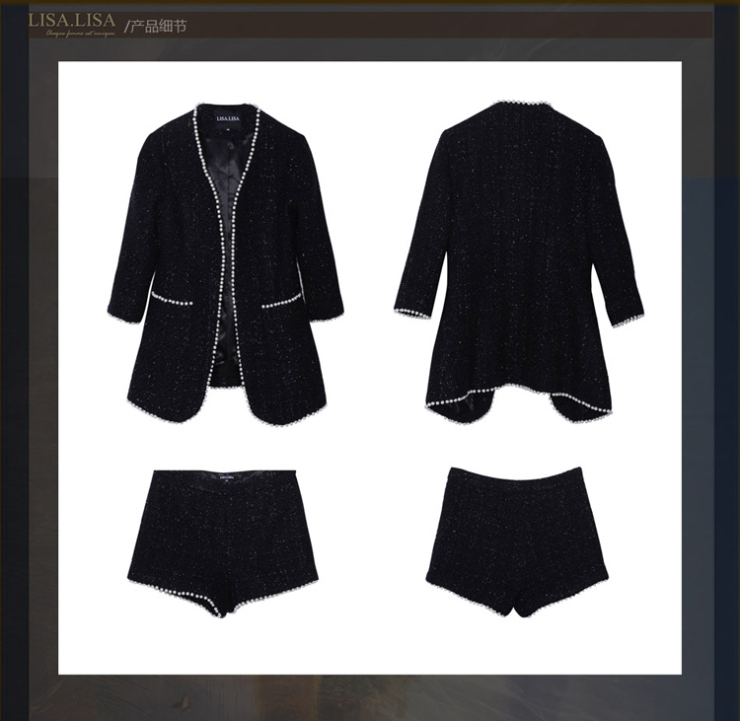 LISALISA 12秋冬新款 香奈儿款钉珠 要毛呢大