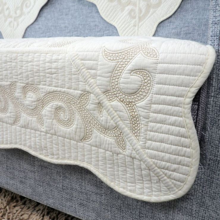 江南一鱼`蔓藤花`全棉绗缝布艺沙发垫坐垫90*