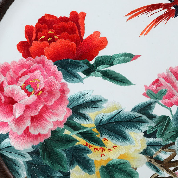 紫金秀 湘绣国花牡丹刺绣 民间工艺摆件 价格\/图