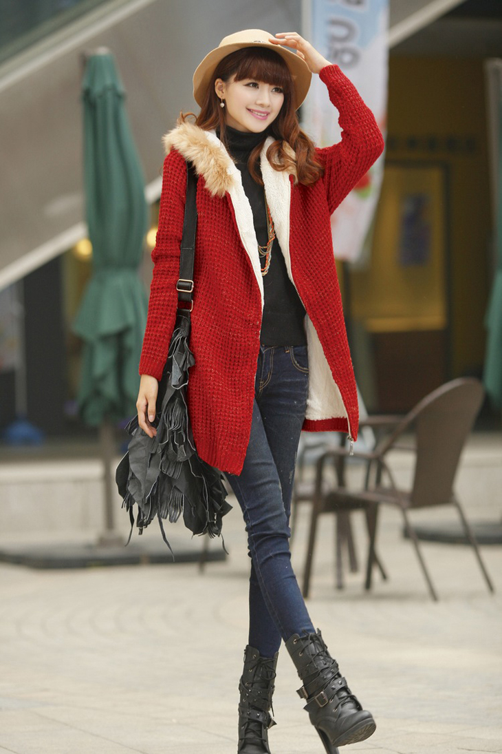 TUOYI2012冬季新款<em>女式加绒卫衣</em> 加厚针织开