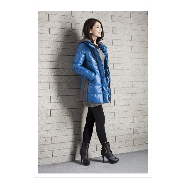 麦考林Euromoda 女装 华丽雕塑撞色拼接羽绒