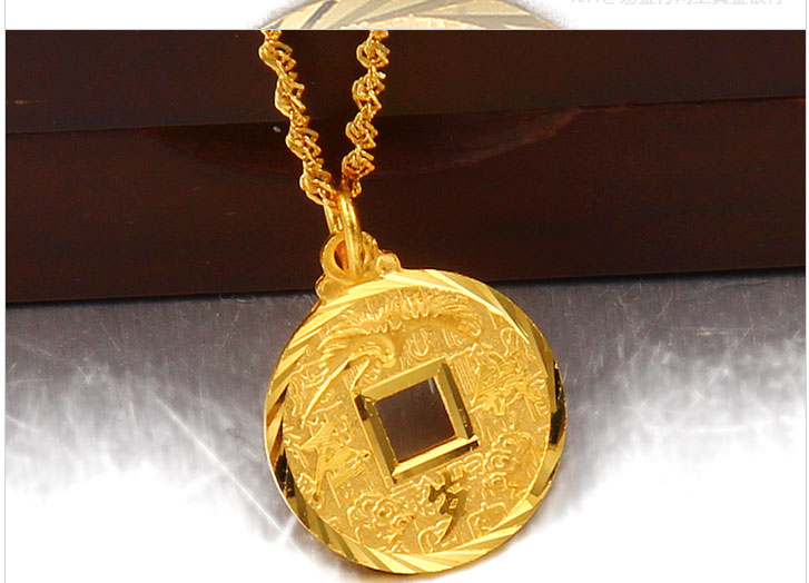 易金行 压岁钱吊坠 24K黄金 999千足金项坠 约