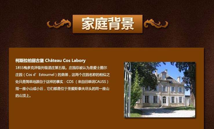 法国列级酒庄GCC五级酒庄 柯斯拉柏丽古堡干