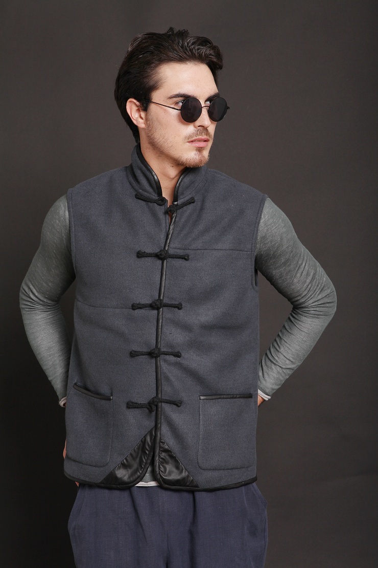 柒唐男士唐装<em>马甲</em> 立领直扣<em>中式</em>服装 中国<em>民族</em>