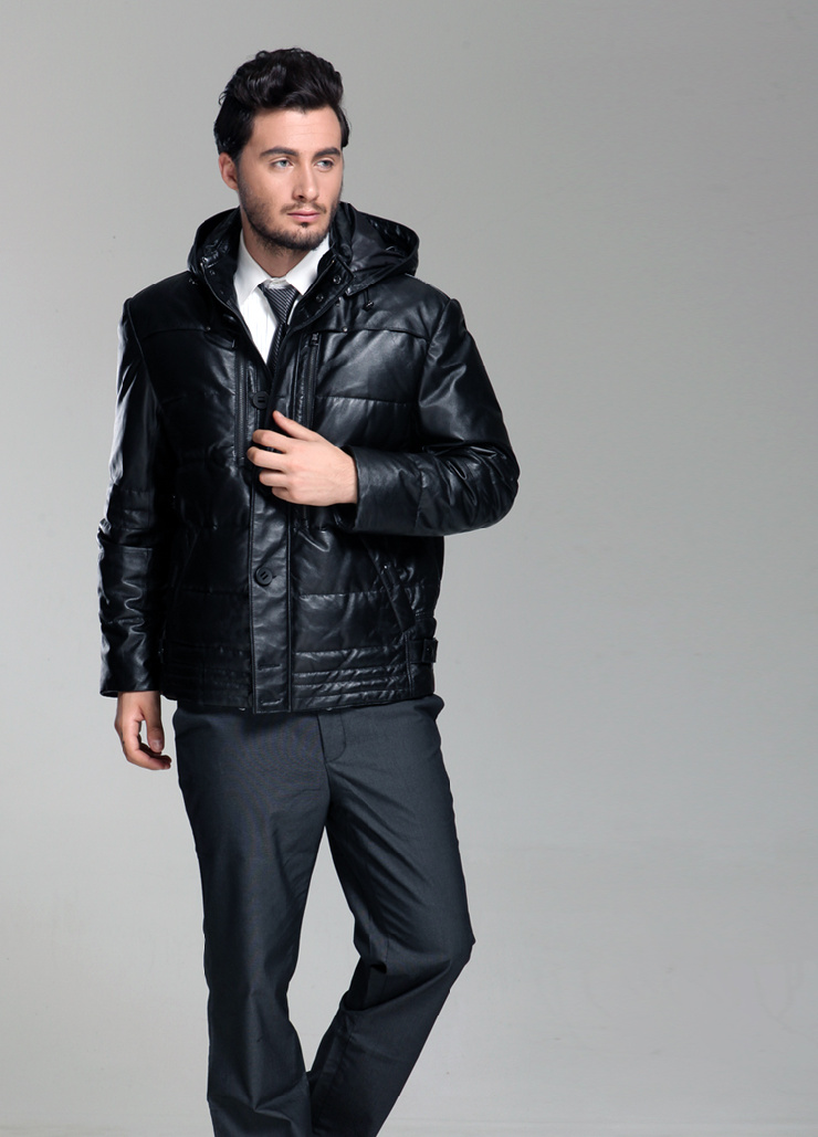 BILIJEAN比利珍男装真皮羽绒服皮衣外套L013