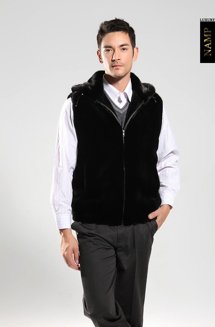 NAMP 男装水貂<em>皮草马甲</em>外套 海宁皮草进口水