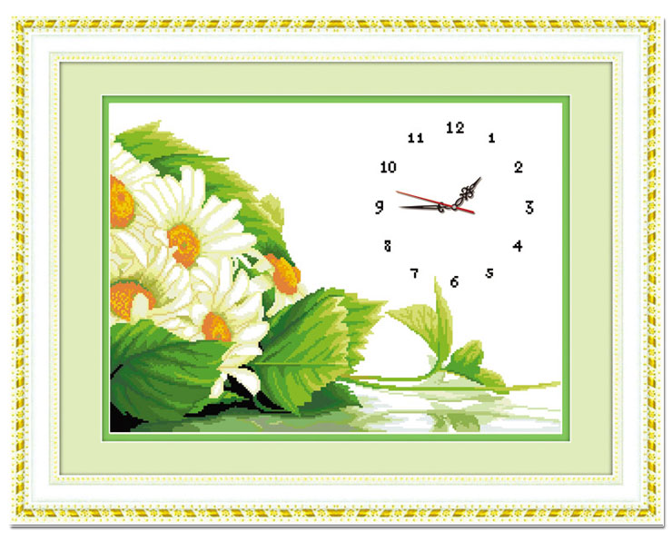 开心壹佰十字绣画套包件装钟表134阳光雏菊精