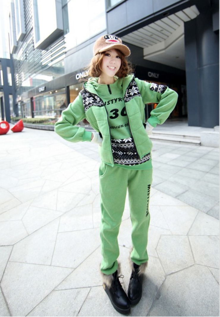 Simple Lady冬季新款马甲运动套装卫衣三件套