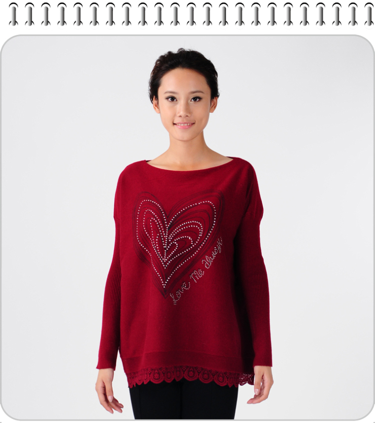 品尚衣然 冬季女装<em>毛衣</em> 韩版宽松 <em>雷丝</em>花边 <em>长款</em>