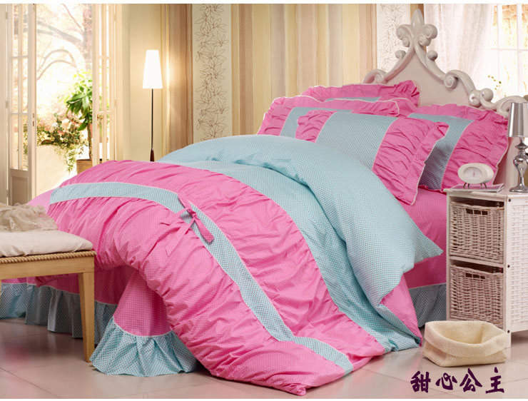 紫兰玉家纺 床上用品 全棉床裙式韩版可爱公主