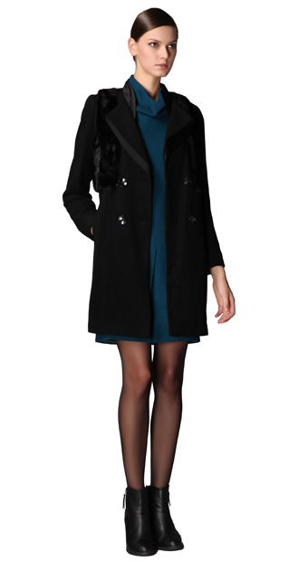 INSUN恩裳 2012冬款狐狸毛皮时尚两件套毛呢