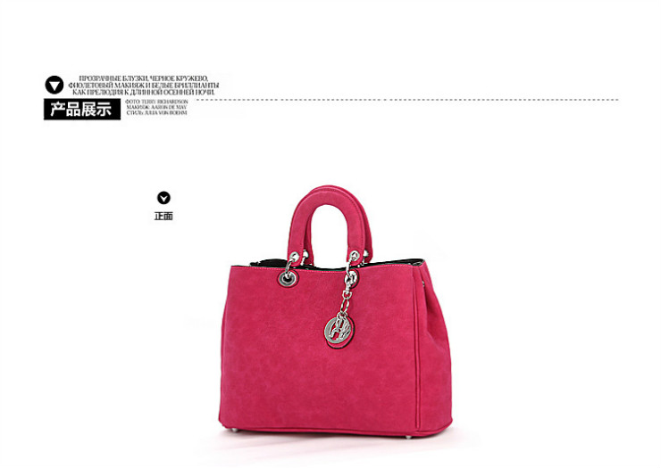 ISHE爱希 韩国复古反绒皮女包 手提包三用包 蓝