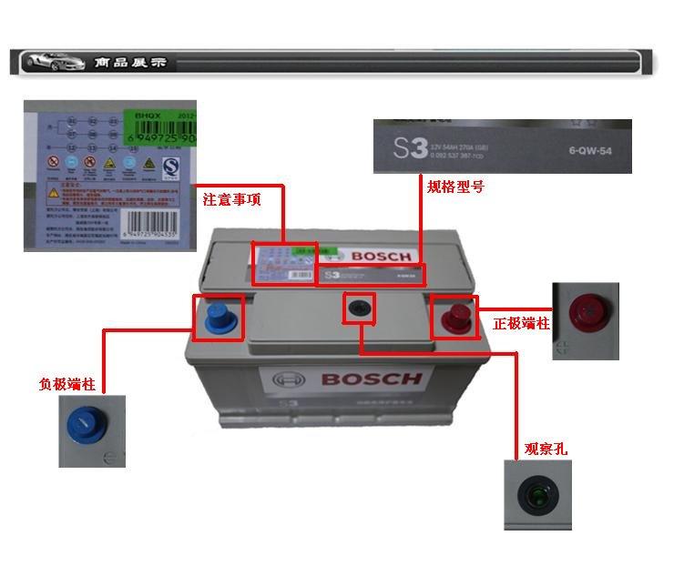 博世蓄电池(BOSCH)6-QW-54 S3动能免维护汽