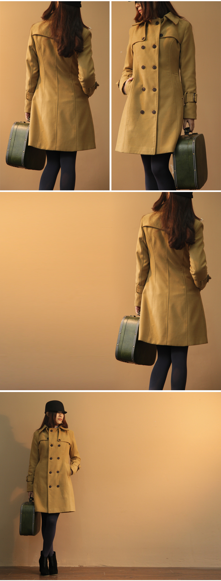 百武西 2012冬季新品军装风修身呢子大衣T07