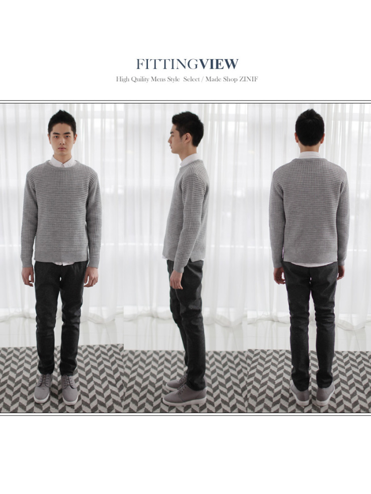 时尚起义 韩国华夫格圆领针织衫 男617794在京