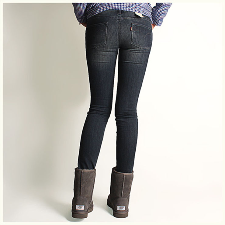levi's 深色水洗做旧修身小脚裤 四季九分牛仔裤
