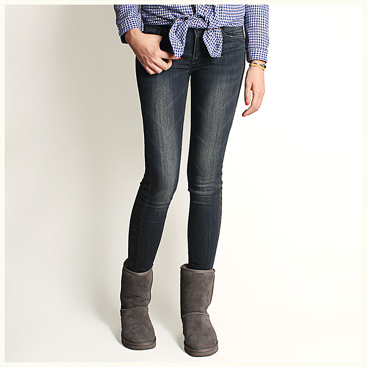 levi's 深色水洗做旧修身小脚裤 四季九分牛仔裤