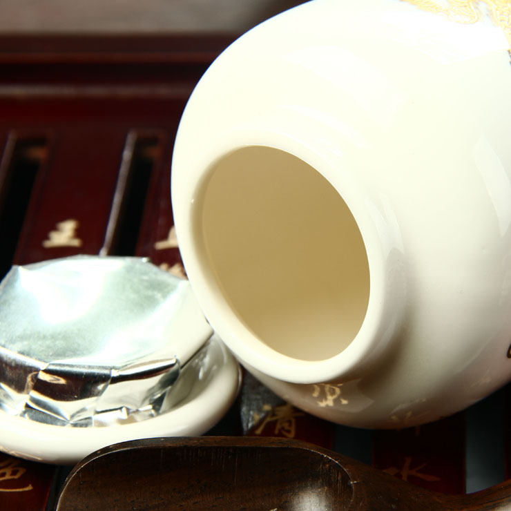 尚帝 金龙陶瓷茶叶罐 密封罐瓷器 醒茶罐 白色 