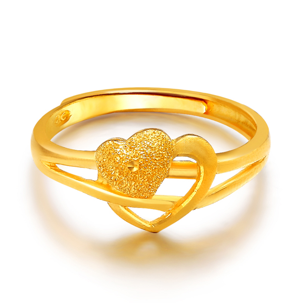 戴欧妮DiONLY 999千足黄金活口女士戒指 心心