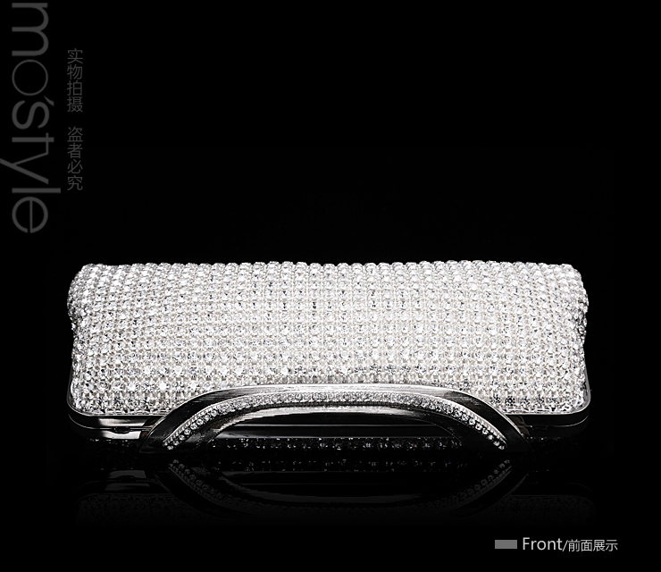 mostyle奢华手工水钻晚宴手拿包A006 银色 价