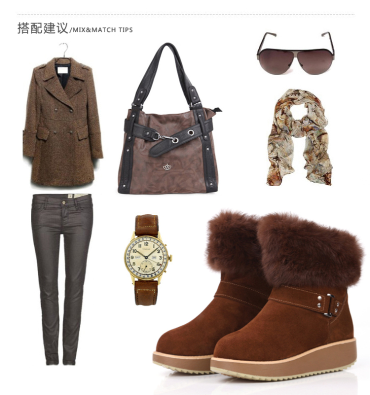 波尔谛奇全牛皮 真皮皮草女靴子 短靴 冬靴 马靴