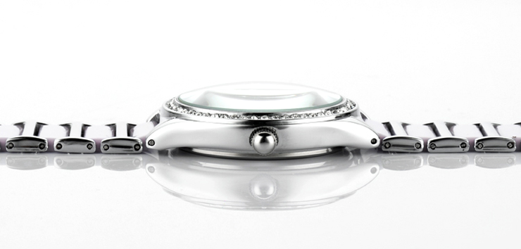 EYKI艾奇 石英表韩版时尚蝶飞水钻陶瓷表潮流