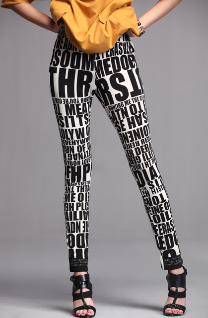 五丁目衣舍2012秋冬装新品字母修身打底裤长