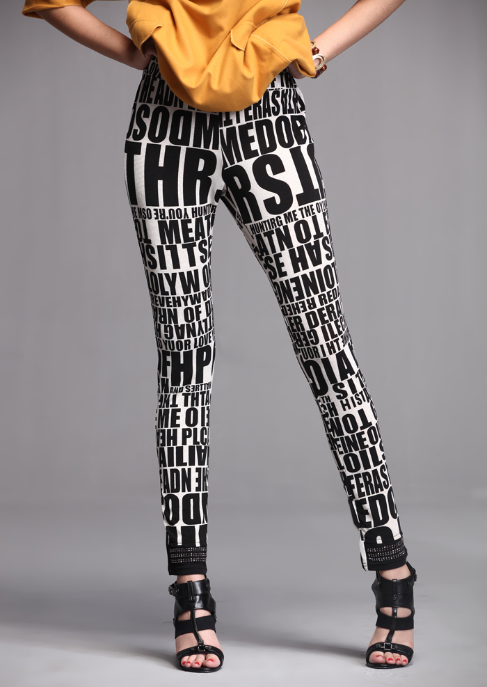 五丁目衣舍2012秋冬装新品字母修身打底裤长