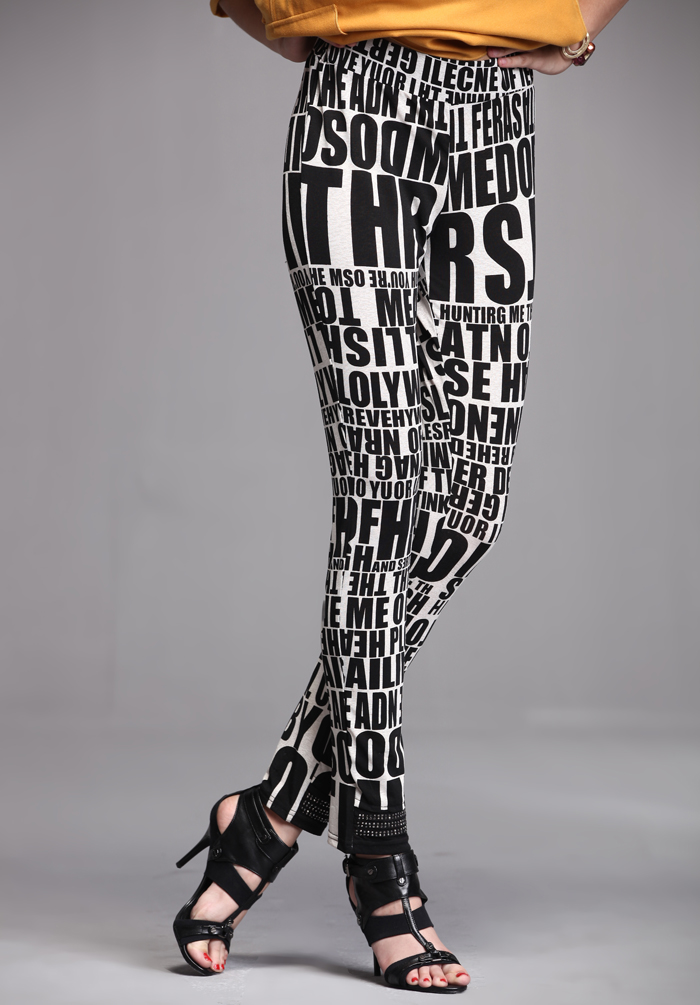 五丁目衣舍2012秋冬装新品字母修身打底裤长