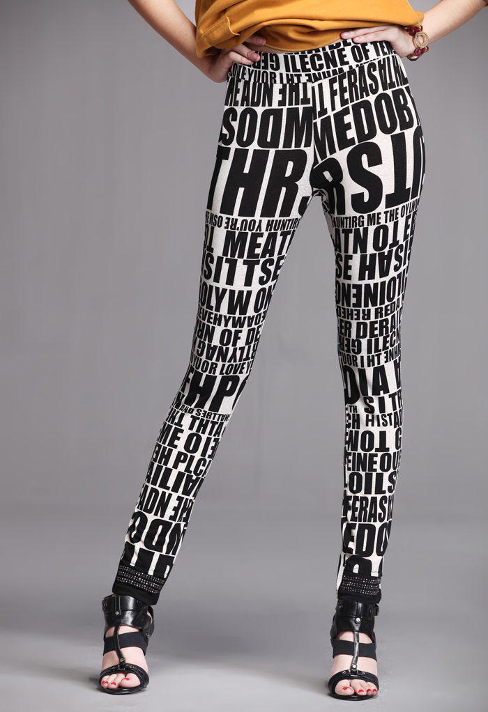 五丁目衣舍2012秋冬装新品字母修身打底裤长