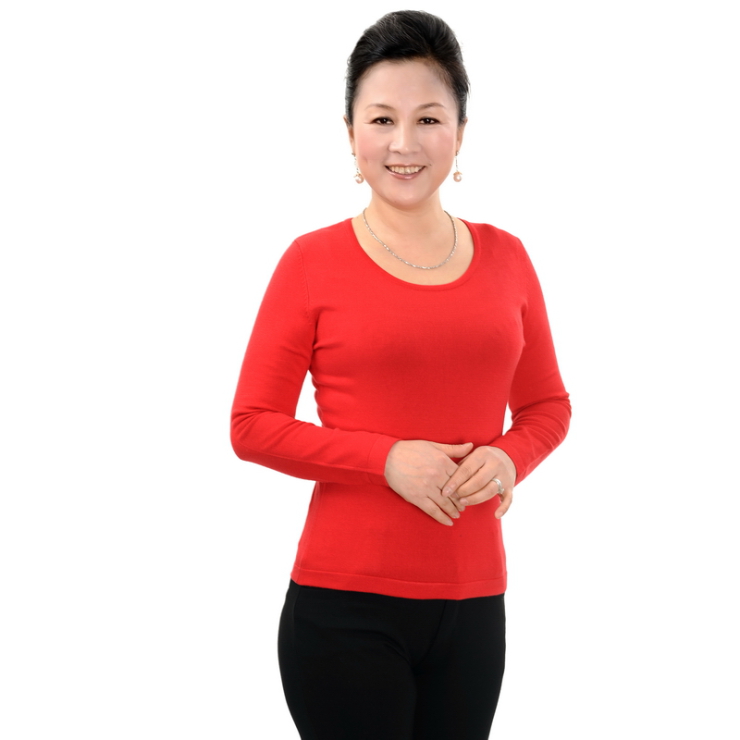 楼尚楼 2012新款中老年妈妈装简洁百搭针织打底衫BS火烈鸟圆领 墨绿色 均码_针织_爱比网,比价格