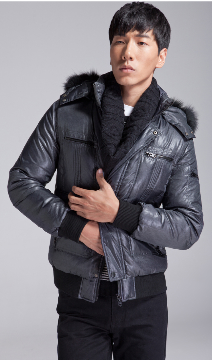 PEACEBIRD太平鸟男士羽绒服 带帽毛领韩版