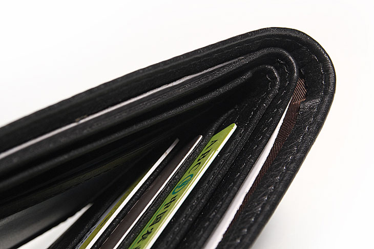 啄木鸟TUCANO牛皮波浪纹霸气短款多夹钱包