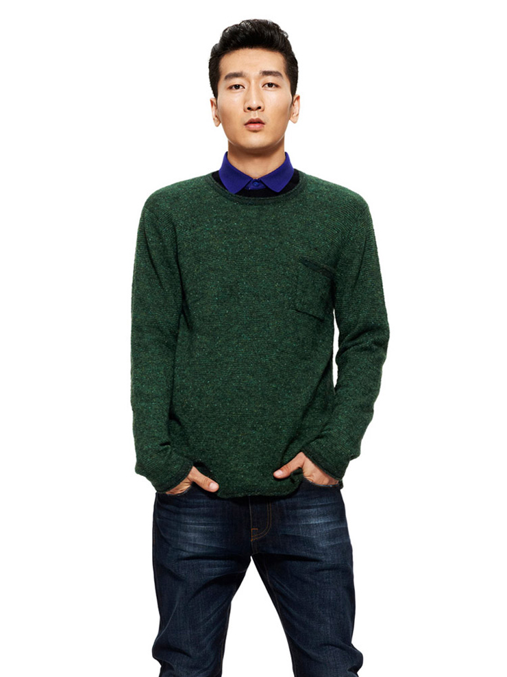 YOUSOKU 绿色 <em>圆领</em> 时尚百搭 <em>男士毛衣</em>1209