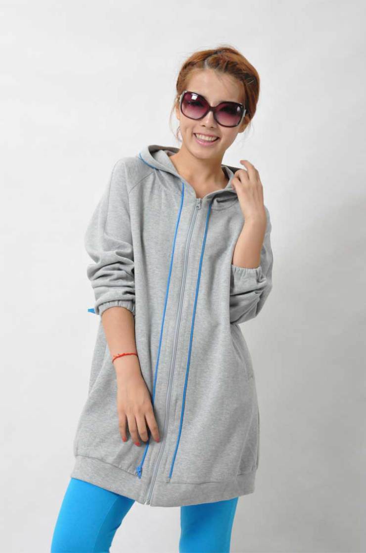 012秋装新款 女 韩版休闲宽松大码开衫带帽外