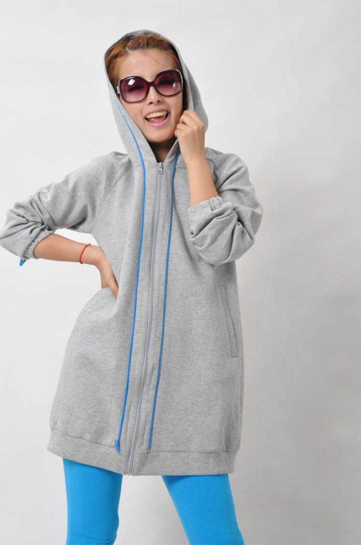 012秋装新款 女 韩版休闲宽松大码开衫带帽外