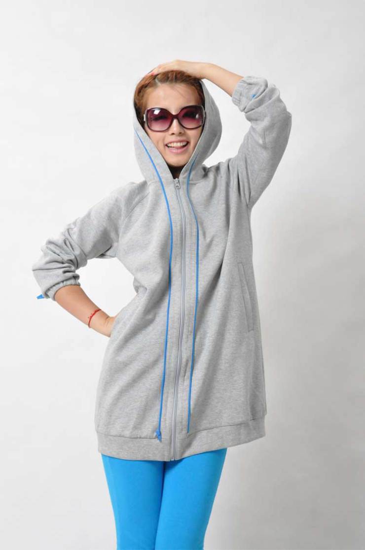 012秋装新款 女 韩版休闲宽松大码开衫带帽外